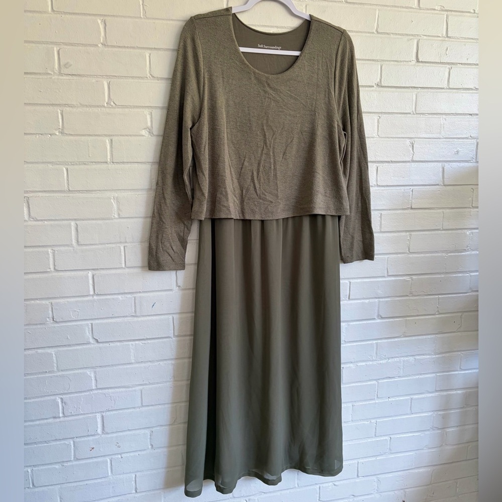 Soft Surroundings ‘Cassie’ Dress in Olive, SZ M EUC! - Picture 4 of 10